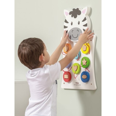 VIGA Drewniana Tablica Manipulacyjna Zebra Certyfikat FSC Montessori Viga Toys VIGA Drewniana Tablica Manipulacyjna Zebra Certyfikat FSC Montessori Viga Toys