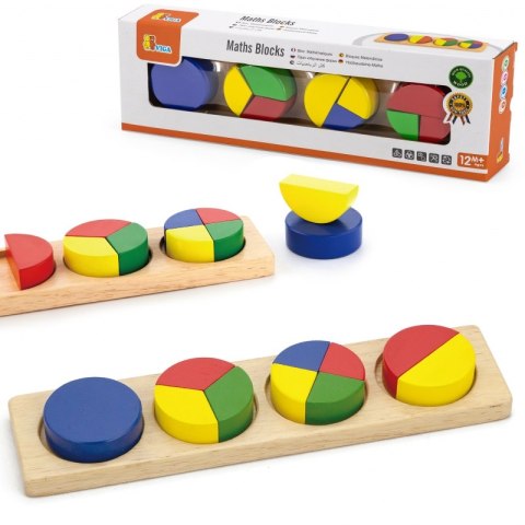 VIGA Drewniana Układanka Klocki Matematyczne Ułamki 10 Klocków Montessori Viga Toys VIGA Drewniana Układanka Klocki Matematyczne Ułamki 10 Klocków Montessori Viga Toys
