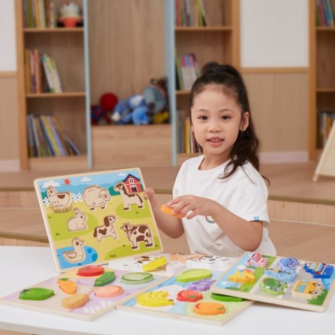VIGA Drewniane Puzzle Układanka Montessori 2w1 Figurki Pojazdy Viga Toys VIGA Drewniane Puzzle Układanka Montessori 2w1 Figurki Pojazdy Viga Toys
