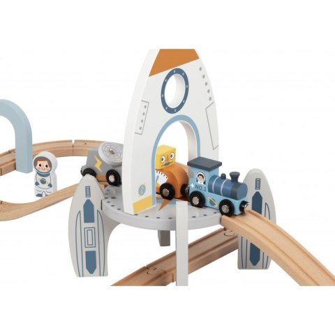TOOKY TOY Drewniana Kolejka Kosmiczna Zestaw Tory Tooky Toy TOOKY TOY Drewniana Kolejka Kosmiczna Zestaw Tory Tooky Toy