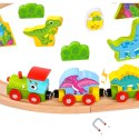 TOOKY TOY Drewniana Magnetyczna Kolejka Dinozaury + Figurki Tooky Toy TOOKY TOY Drewniana Magnetyczna Kolejka Dinozaury + Figurki Tooky Toy