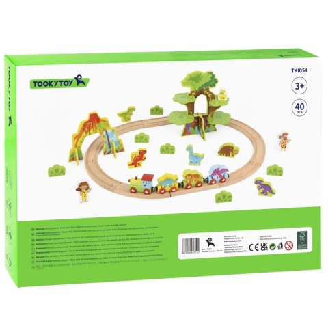 TOOKY TOY Drewniana Magnetyczna Kolejka Dinozaury + Figurki Tooky Toy TOOKY TOY Drewniana Magnetyczna Kolejka Dinozaury + Figurki Tooky Toy