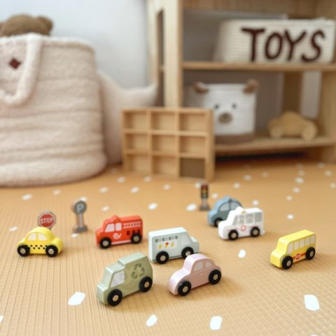 TOOKY TOY Zestaw Drewnianych Pojazdów i Znaków Drogowych w Pudełku Tooky Toy TOOKY TOY Zestaw Drewnianych Pojazdów i Znaków Drogowych w Pudełku Tooky Toy