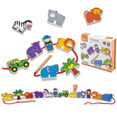 VIGA Drewniana Nawlekanka Przeplatanka Klocki Safari ZOO Viga Toys VIGA Drewniana Nawlekanka Przeplatanka Klocki Safari ZOO Viga Toys