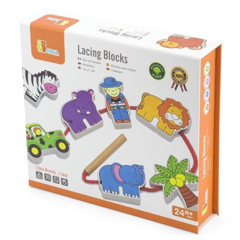 VIGA Drewniana Nawlekanka Przeplatanka Klocki Safari ZOO Viga Toys VIGA Drewniana Nawlekanka Przeplatanka Klocki Safari ZOO Viga Toys