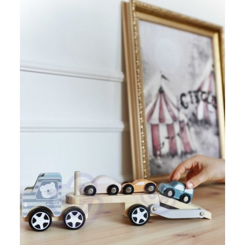 VIGA PolarB Drewniana laweta z samochodzikami Montessori Viga Toys VIGA PolarB Drewniana laweta z samochodzikami Montessori Viga Toys
