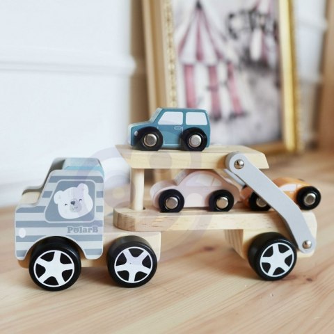 VIGA PolarB Drewniana laweta z samochodzikami Montessori Viga Toys VIGA PolarB Drewniana laweta z samochodzikami Montessori Viga Toys