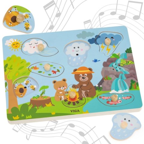 VIGA Puzzle Dźwiękowe Odkrywamy Naturę Viga Toys VIGA Puzzle Dźwiękowe Odkrywamy Naturę Viga Toys