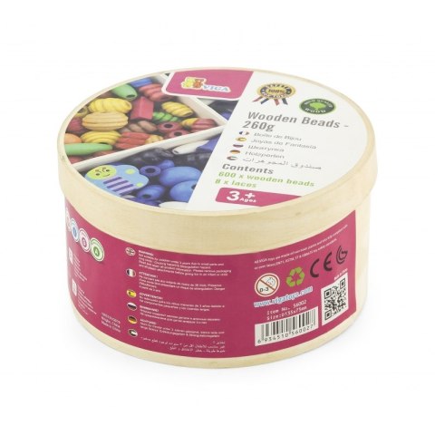 VIGA Zestaw Drewniane Koraliki do nawlekania 608 Elementów Pudełko Viga Toys VIGA Zestaw Drewniane Koraliki do nawlekania 608 Elementów Pudełko Viga Toys