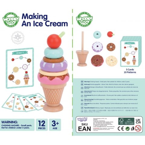 WOOPIE GREEN Drewniane Lody Układanka Montessori Cukiernia 12 el. FSC Woopie Let's Go Green WOOPIE GREEN Drewniane Lody Układanka Montessori Cukiernia 12 el. FSC Woopie Let's Go Green