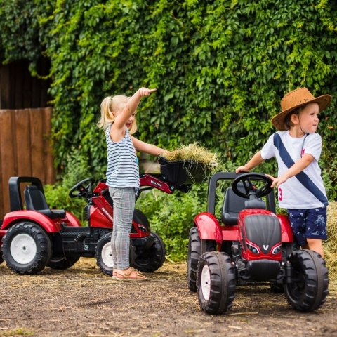 FALK Traktor Valtra Bordowy na Pedały z Przyczepką i Łyżką od 3 Lat FALK FALK Traktor Valtra Bordowy na Pedały z Przyczepką i Łyżką od 3 Lat FALK