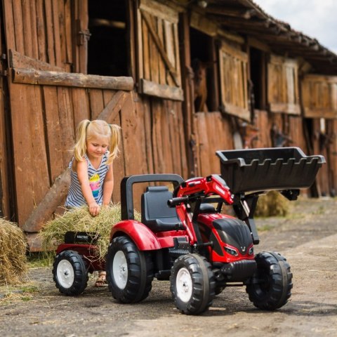FALK Traktor Valtra Bordowy na Pedały z Przyczepką i Łyżką od 3 Lat FALK FALK Traktor Valtra Bordowy na Pedały z Przyczepką i Łyżką od 3 Lat FALK