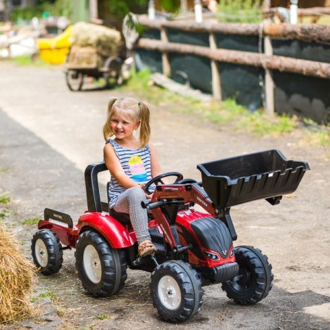 FALK Traktor Valtra Bordowy na Pedały z Przyczepką i Łyżką od 3 Lat FALK FALK Traktor Valtra Bordowy na Pedały z Przyczepką i Łyżką od 3 Lat FALK
