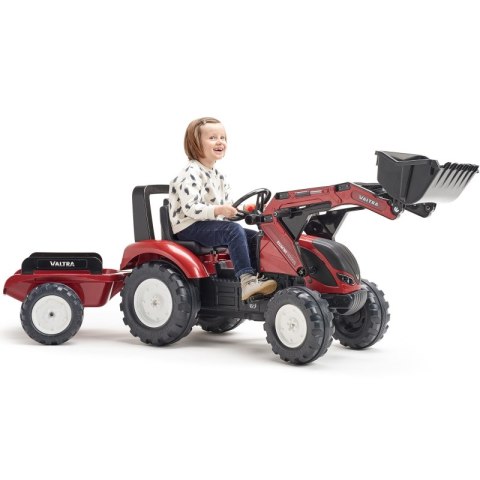 FALK Traktor Valtra Bordowy na Pedały z Przyczepką i Łyżką od 3 Lat FALK FALK Traktor Valtra Bordowy na Pedały z Przyczepką i Łyżką od 3 Lat FALK