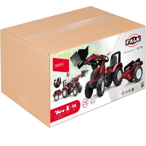 FALK Traktor Valtra Bordowy na Pedały z Przyczepką i Łyżką od 3 Lat FALK FALK Traktor Valtra Bordowy na Pedały z Przyczepką i Łyżką od 3 Lat FALK
