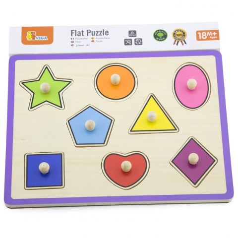 VIGA Drewniane Kolorowe Puzzle Z Pinezkami Kształty Viga Toys VIGA Drewniane Kolorowe Puzzle Z Pinezkami Kształty Viga Toys