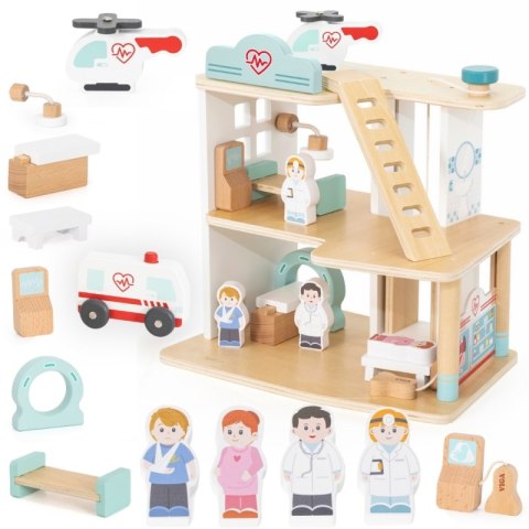 VIGA Drewniany Szpital Z Karetką Winda Zestaw 15 el Viga Toys VIGA Drewniany Szpital Z Karetką Winda Zestaw 15 el Viga Toys