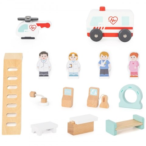 VIGA Drewniany Szpital Z Karetką Winda Zestaw 15 el Viga Toys VIGA Drewniany Szpital Z Karetką Winda Zestaw 15 el Viga Toys