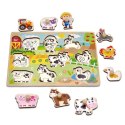 WOOPIE GREEN Drewniane Puzzle Montessori Farma z Pinezkami Do Dopasowania Woopie Let's Go Green