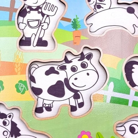 WOOPIE GREEN Drewniane Puzzle Montessori Farma z Pinezkami Do Dopasowania Woopie Let's Go Green WOOPIE GREEN Drewniane Puzzle Montessori Farma z Pinezkami Do Dopasowania Woopie Let's Go Green