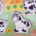 WOOPIE GREEN Drewniane Puzzle Montessori Farma z Pinezkami Do Dopasowania Woopie Let's Go Green