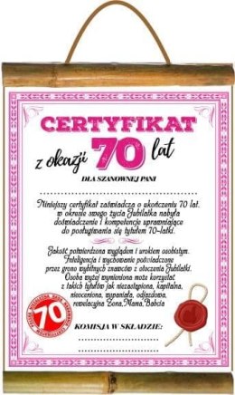 Dyplom certyfikat 70 lat Pani | D81 AARON-humor