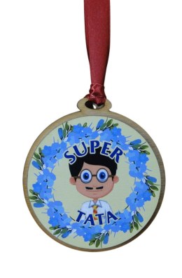 Medal drewniany Super Tata - P364W12 NAMI-wyroby z drewna