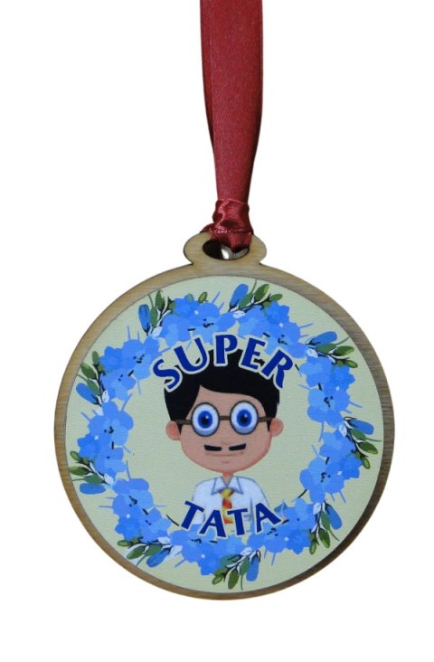 Medal drewniany Super Tata - P364W12 NAMI-wyroby z drewna Medal drewniany Super Tata - P364W12 NAMI-wyroby z drewna