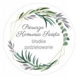 Naklejki 12szt. SŁODKIE PODZIĘKOWANIE KOMUNIA CIASTO NAKLEJKI