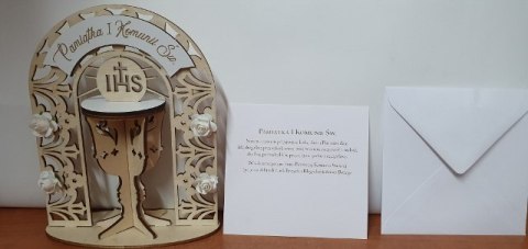Pamiątka drewniana kielich I Komunia Święta niebieski TANGRAM-PLUS Pamiątka drewniana kielich I Komunia Święta niebieski TANGRAM-PLUS