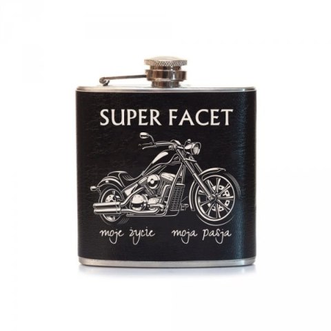 Piersiówka ze stali nierdzewnej z napisem "Super Facet" DIL Piersiówka ze stali nierdzewnej z napisem "Super Facet" DIL
