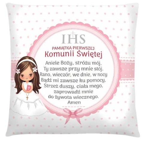 Poduszka Pamiątka I KOMUNII Świętej - Dziewczynka Różowa 3335-KOM3 CARGO-anioły Poduszka Pamiątka I KOMUNII Świętej - Dziewczynka Różowa 3335-KOM3 CARGO-anioły