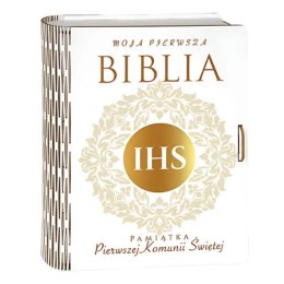 Pudełko na Biblię - Pamiątka I KOMUNII Świętej - Złoty IHS 3341-KOM5 CARGO-anioły