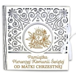 Pudełko na pieniądze kwadrat KOMUNIA- od MATKI CHRZESTNEJ - Ażur 3308A-KOM1B-MC CARGO-anioły