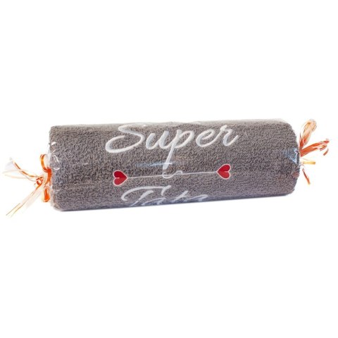 Ręcznik szary cukierek z haftem "Super Tata" DIL Ręcznik szary cukierek z haftem "Super Tata" DIL