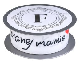 Wstążka biało czerwono czarna 3,5cm x 10mb KOCHANEJ MAMIE - 225592 M PLASTIFLORA
