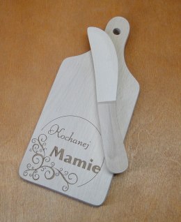 Deska drewniana + nożyk DLA MAMY 24 x 10 cm. P663W3 NAMI-wyroby z drewna