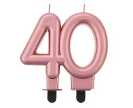 Świeczka liczba 40 urodziny metalik różowo-złota 8cm PF-SCRZ40 GODAN