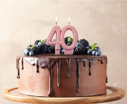 Świeczka liczba 40 urodziny metalik różowo-złota 8cm PF-SCRZ40 GODAN