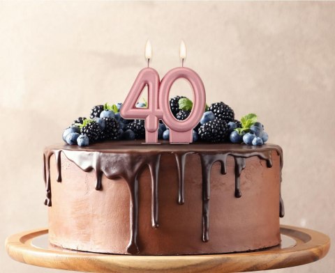 Świeczka liczba 40 urodziny metalik różowo-złota 8cm PF-SCRZ40 GODAN Świeczka liczba 40 urodziny metalik różowo-złota 8cm PF-SCRZ40 GODAN