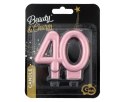 Świeczka liczba 40 urodziny metalik różowo-złota 8cm PF-SCRZ40 GODAN Świeczka liczba 40 urodziny metalik różowo-złota 8cm PF-SCRZ40 GODAN