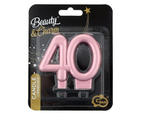 Świeczka liczba 40 urodziny metalik różowo-złota 8cm PF-SCRZ40 GODAN Świeczka liczba 40 urodziny metalik różowo-złota 8cm PF-SCRZ40 GODAN