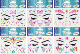 Tatuaże do twarzy świecące w świetle UV rozm. 15 x 10,5cm, mix wzorów TAT-6744 ALIGA