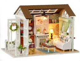 Domek dla lalek drewniany salon model do złożenia LED 8008-A 20,6cm Kik sp. z o.o. sp. k.