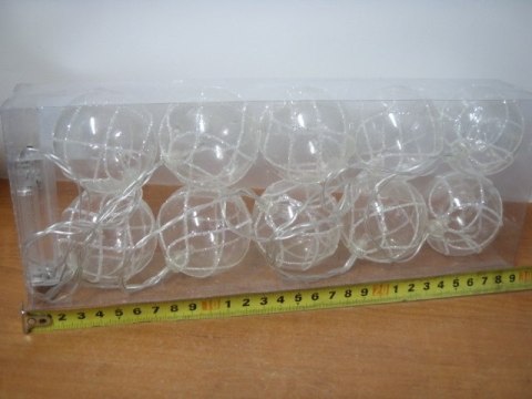 Lampki/bombki 10szt. przezroczyste z brokatem na baterie | XMD-16052 7&7 Lampki/bombki 10szt. przezroczyste z brokatem na baterie | XMD-16052 7&7