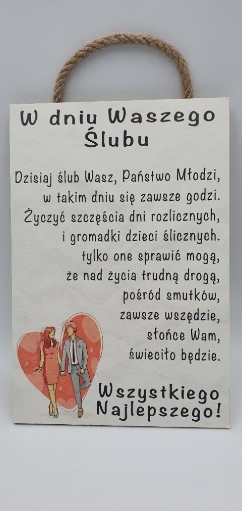 Tabliczka/obraz do zawieszenia 20x30 ŚLUB CANVAS-obrazy