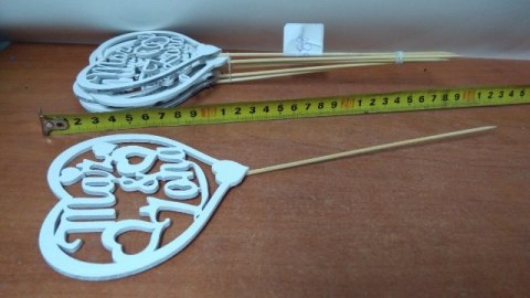 Serce na piku 6szt ŚLUB Młoda Para 8cm MĄKA Serce na piku 6szt ŚLUB Młoda Para 8cm MĄKA