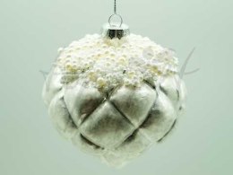 Bombka szklana zdobiona 12szt. BIAŁA 8cm CERAMIC STUDIO-TOPGIFTS