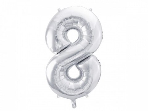Balon cyfra 86cm ''8'' SREBRNY | FB1M-8-018 Partydeco - art.na imprezy Balon cyfra 86cm ''8'' SREBRNY | FB1M-8-018 Partydeco - art.na imprezy
