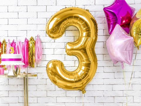 Balon foliowy ,,3'' ZŁOTO 86cm | FB1M-3-019 Partydeco - art.na imprezy Balon foliowy ,,3'' ZŁOTO 86cm | FB1M-3-019 Partydeco - art.na imprezy